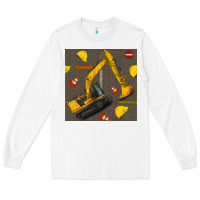 White excavator seamless pattern Long Sleeve Tee - BundleAndBundleShop