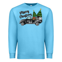Ocean Blue merry christmas truck Premium Sweatshirt - MaliasSmallBusiness