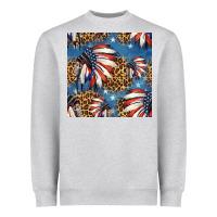 Heather Grey 4th of july indian headdress seamless pattern Heavyweight Sweatshirt - HRA Design Shop