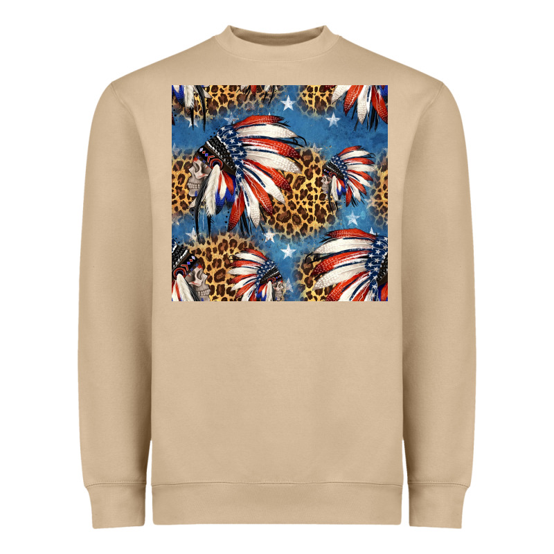 4th Of July Indian Headdress Seamless Pattern Heavyweight Sweatshirt by HRA Design Shop | Teevron