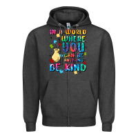 Charcoal Heather in a world where you can be anything Zipper Hoodie - MaliasSmallBusiness