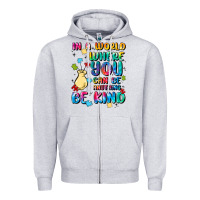 Heather Grey in a world where you can be anything Zipper Hoodie - MaliasSmallBusiness