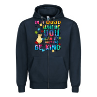 Navy in a world where you can be anything Zipper Hoodie - MaliasSmallBusiness