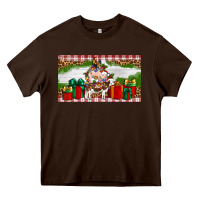 Chocolate Brown Stocked christmas farm Heavy Core Tee - Artiststas