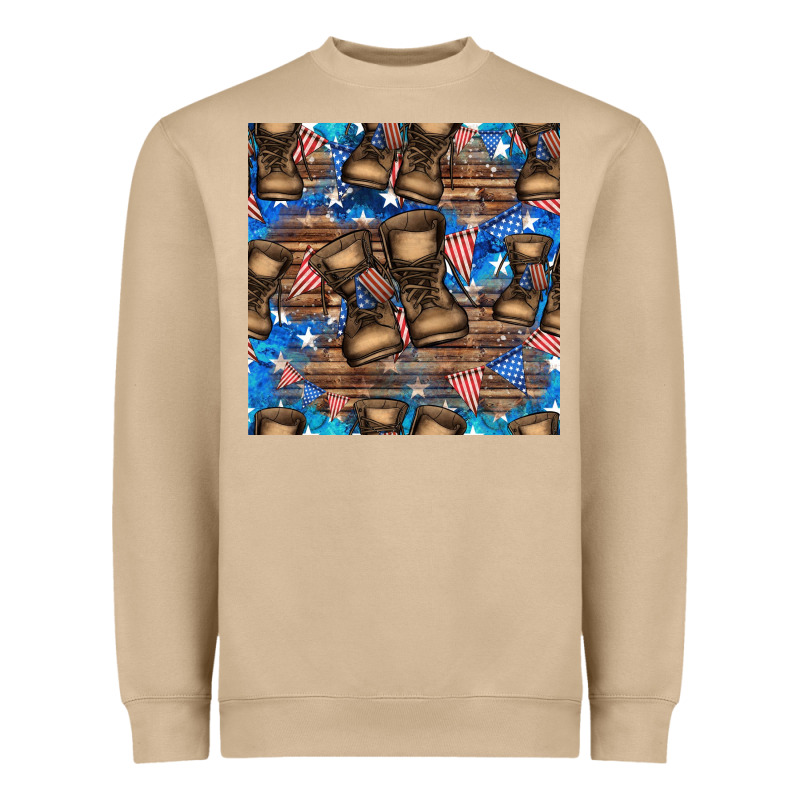 4th Of Juky Veteran Boots Seamless Pattern Heavyweight Sweatshirt by HRA Design Shop | Teevron