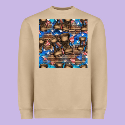 4th Of Juky Veteran Boots Seamless Pattern Heavyweight Sweatshirt Designed By Hra Design Shop
