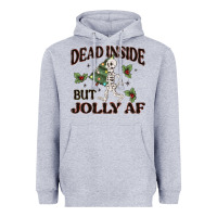 Heather Grey dead inside but jolly af Heavyweight Hoodie - MaliasSmallBusiness