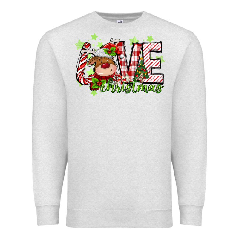 Love Christmas Deer Premium Sweatshirt by MaliasSmallBusiness | Teevron