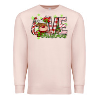Pale Pink love christmas deer Premium Sweatshirt - MaliasSmallBusiness