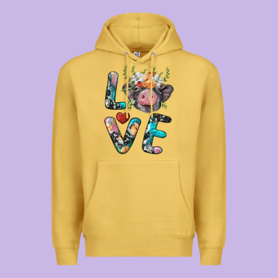 Pig Love Premium Hoodie Designed By Barkaloodesign