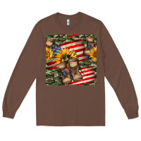 Chestnut usa flag with army boot seamless pattern Long Sleeve Tee - BundleAndBundleShop