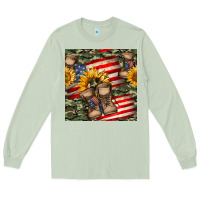 Matcha usa flag with army boot seamless pattern Long Sleeve Tee - BundleAndBundleShop