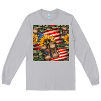Moon Dust usa flag with army boot seamless pattern Long Sleeve Tee - BundleAndBundleShop