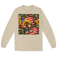 Mushroom usa flag with army boot seamless pattern Long Sleeve Tee - BundleAndBundleShop