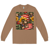 Toasted Coconut usa flag with army boot seamless pattern Long Sleeve Tee - BundleAndBundleShop