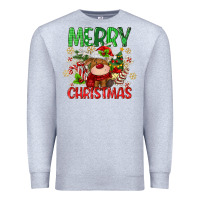 Heather Grey merry christmas deer Premium Sweatshirt - MaliasSmallBusiness