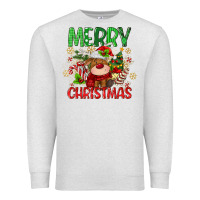 Oatmeal Heather merry christmas deer Premium Sweatshirt - MaliasSmallBusiness