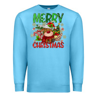Ocean Blue merry christmas deer Premium Sweatshirt - MaliasSmallBusiness