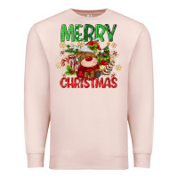 Pale Pink merry christmas deer Premium Sweatshirt - MaliasSmallBusiness