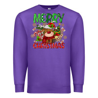 Purple merry christmas deer Premium Sweatshirt - MaliasSmallBusiness