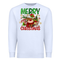 White merry christmas deer Premium Sweatshirt - MaliasSmallBusiness