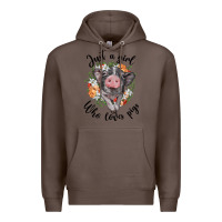 Coffee just a girl who loves pigs floral wreath Premium Hoodie - BarkalooDesign