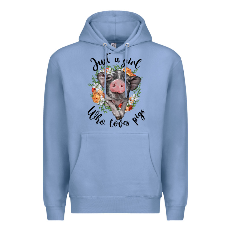 Just A Girl Who Loves Pigs Floral Wreath Premium Hoodie by BarkalooDesign | Teevron