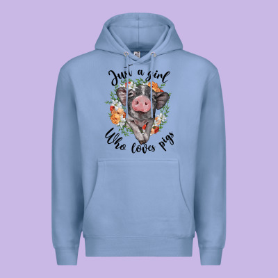 Just A Girl Who Loves Pigs Floral Wreath Premium Hoodie Designed By Barkaloodesign