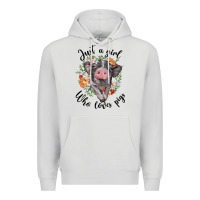 Dove Grey just a girl who loves pigs floral wreath Premium Hoodie - BarkalooDesign