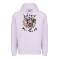 Lilac just a girl who loves pigs floral wreath Premium Hoodie - BarkalooDesign