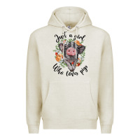 Oatmeal Heather just a girl who loves pigs floral wreath Premium Hoodie - BarkalooDesign