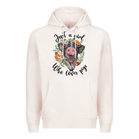 Pale Pink just a girl who loves pigs floral wreath Premium Hoodie - BarkalooDesign