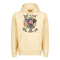 Pina Colada just a girl who loves pigs floral wreath Premium Hoodie - BarkalooDesign