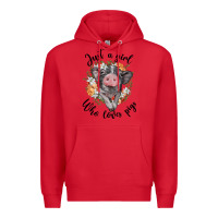 Red just a girl who loves pigs floral wreath Premium Hoodie - BarkalooDesign