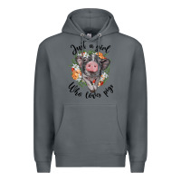 Rock just a girl who loves pigs floral wreath Premium Hoodie - BarkalooDesign