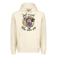 Sandshell just a girl who loves pigs floral wreath Premium Hoodie - BarkalooDesign