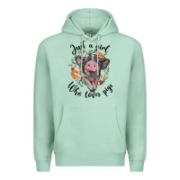 Seafoam just a girl who loves pigs floral wreath Premium Hoodie - BarkalooDesign
