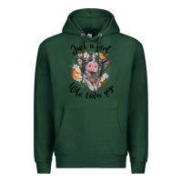 Sports Green just a girl who loves pigs floral wreath Premium Hoodie - BarkalooDesign