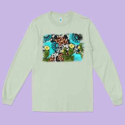 Cactus Gemstone Background Long Sleeve Tee Designed By Adodesignshop