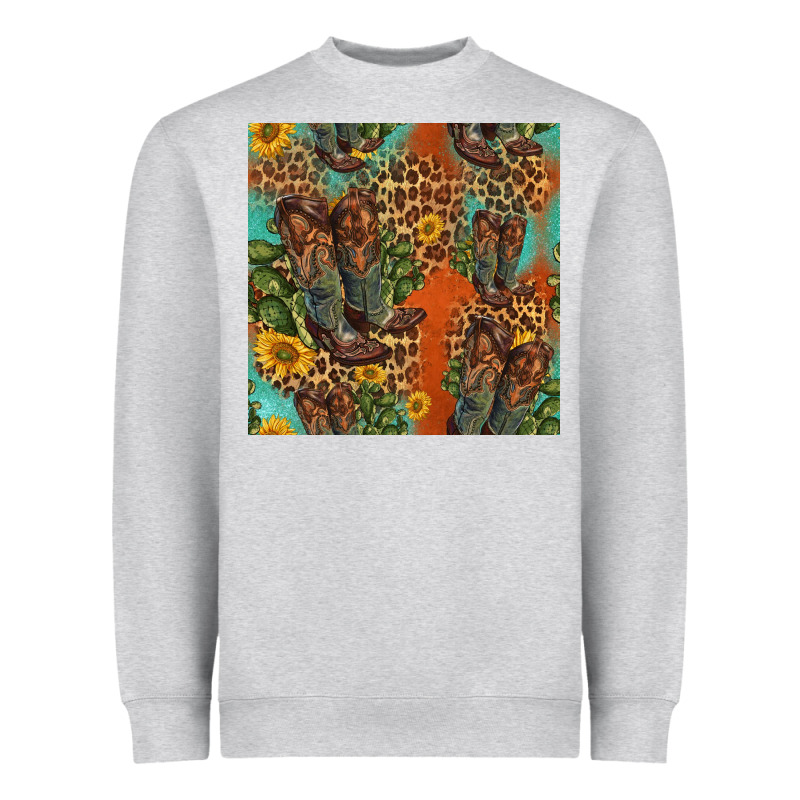 Western Boots And Sunflowers Seamless Pattern Heavyweight Sweatshirt by HRA Design Shop | Teevron