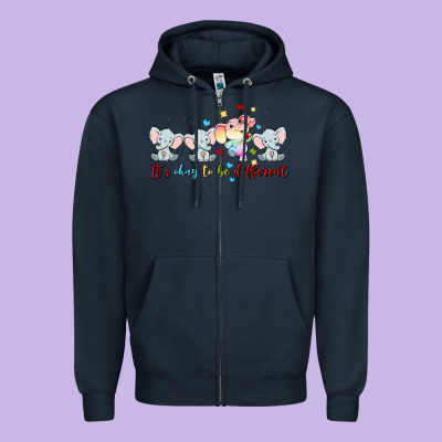 It's Okay To Be Different Zipper Hoodie Designed By Maliassmallbusiness