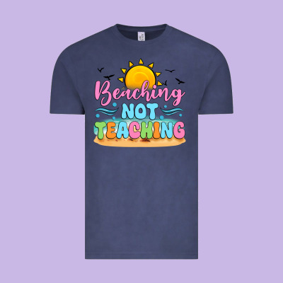 Beaching Not Teaching Black Back Vintage Tee Designed By Jahusdesignshop