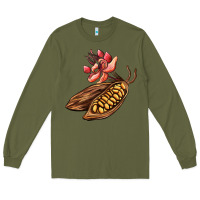 Army Green cacao beans and flowers Long Sleeve Tee - AdoDesignShop
