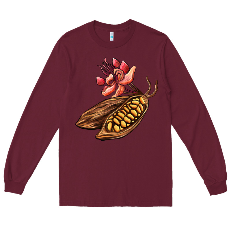 Cacao Beans And Flowers Long Sleeve Tee by AdoDesignShop | Teevron