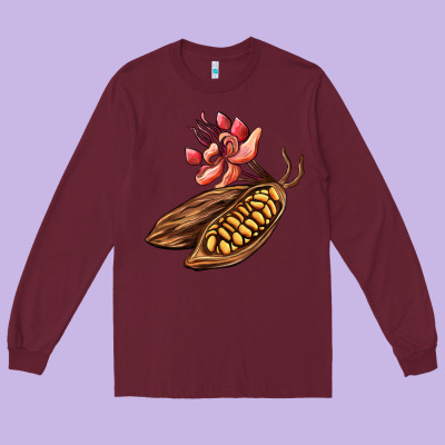 Cacao Beans And Flowers Long Sleeve Tee Designed By Adodesignshop