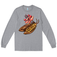Heather Grey cacao beans and flowers Long Sleeve Tee - AdoDesignShop