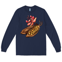 Navy cacao beans and flowers Long Sleeve Tee - AdoDesignShop