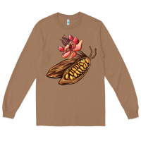 Toasted Coconut cacao beans and flowers Long Sleeve Tee - AdoDesignShop