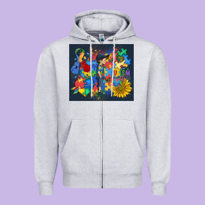 Autism Awareness Zipper Hoodie Designed By Maliassmallbusiness