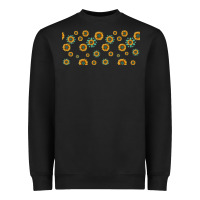 Black sunflowers and turquoise 16oz libbey glass Heavyweight Sweatshirt - HRA Design Shop